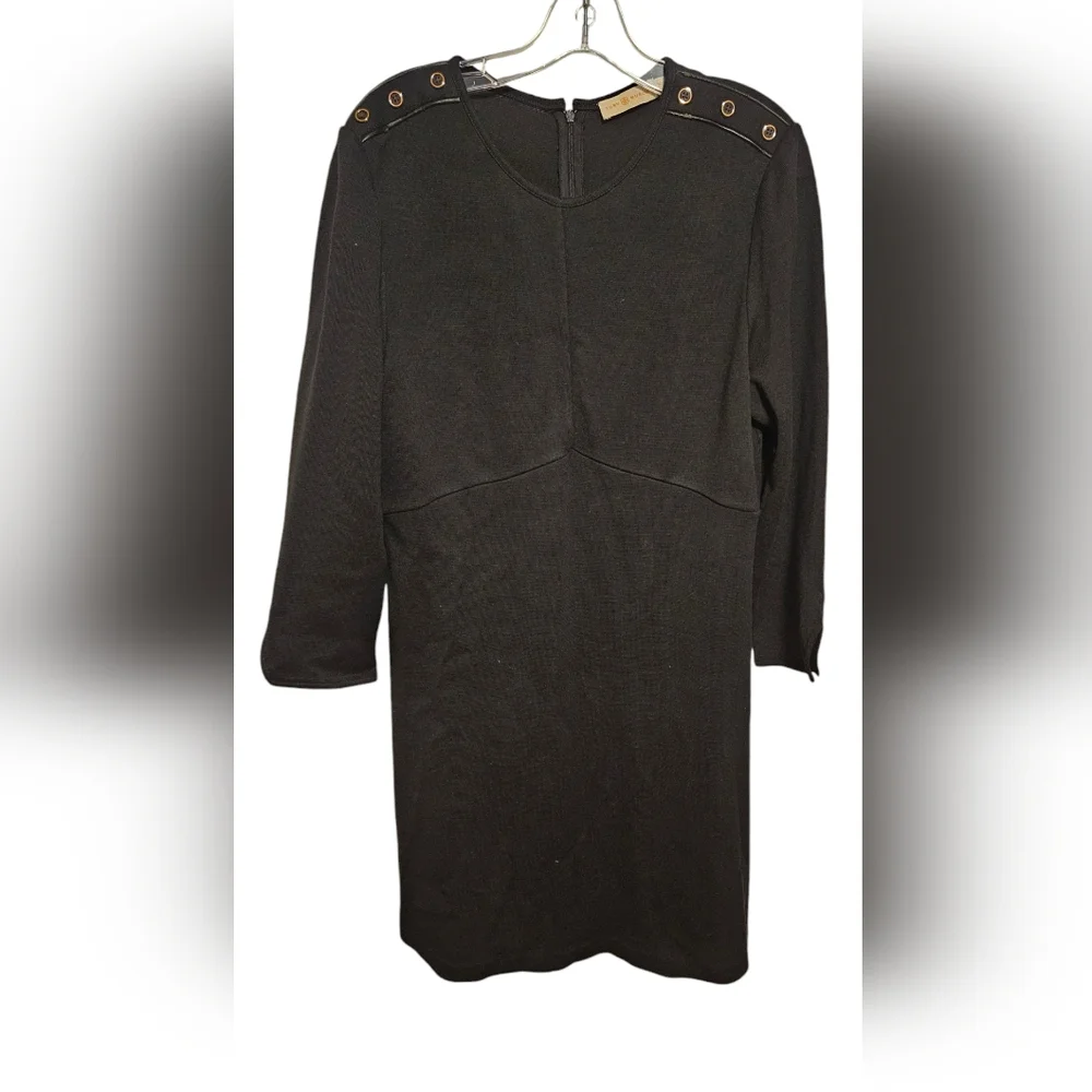 Tory Burch Women's Black Wool Blend 3/4 Sleeve Shift Dress Size XL